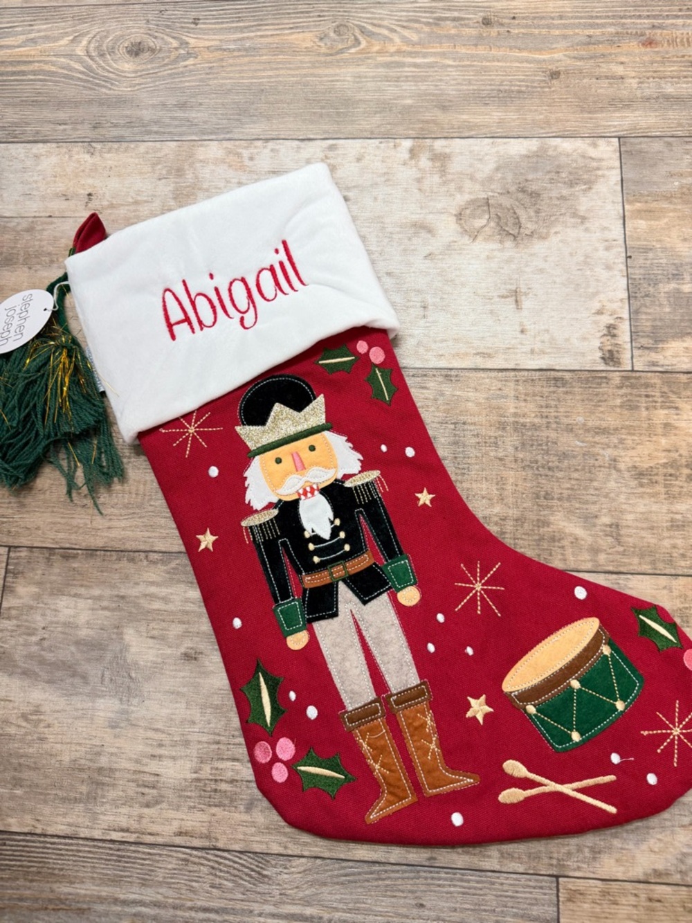 NWT PERSONALIZED WITH ABIGAIL - STEPHEN JOSEPH RED NUTCRACKER STOCKING